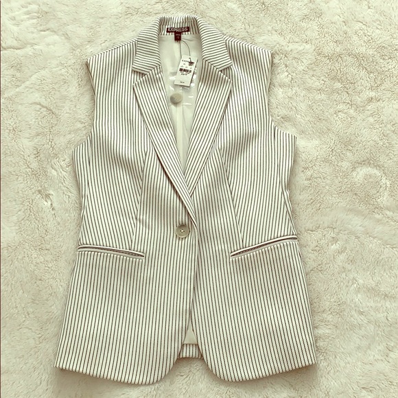 Express white stripes longvest size XS NWOT - Picture 1 of 4